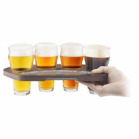 Final Touch 8.5 oz Clear Glass/Wood Beer Flight Board GBT114
